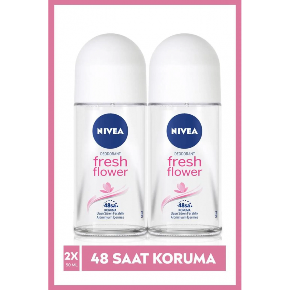 NIVEA Kadın Roll On Deodorant Fresh Flower 48 Saat Koruma 50mlx2