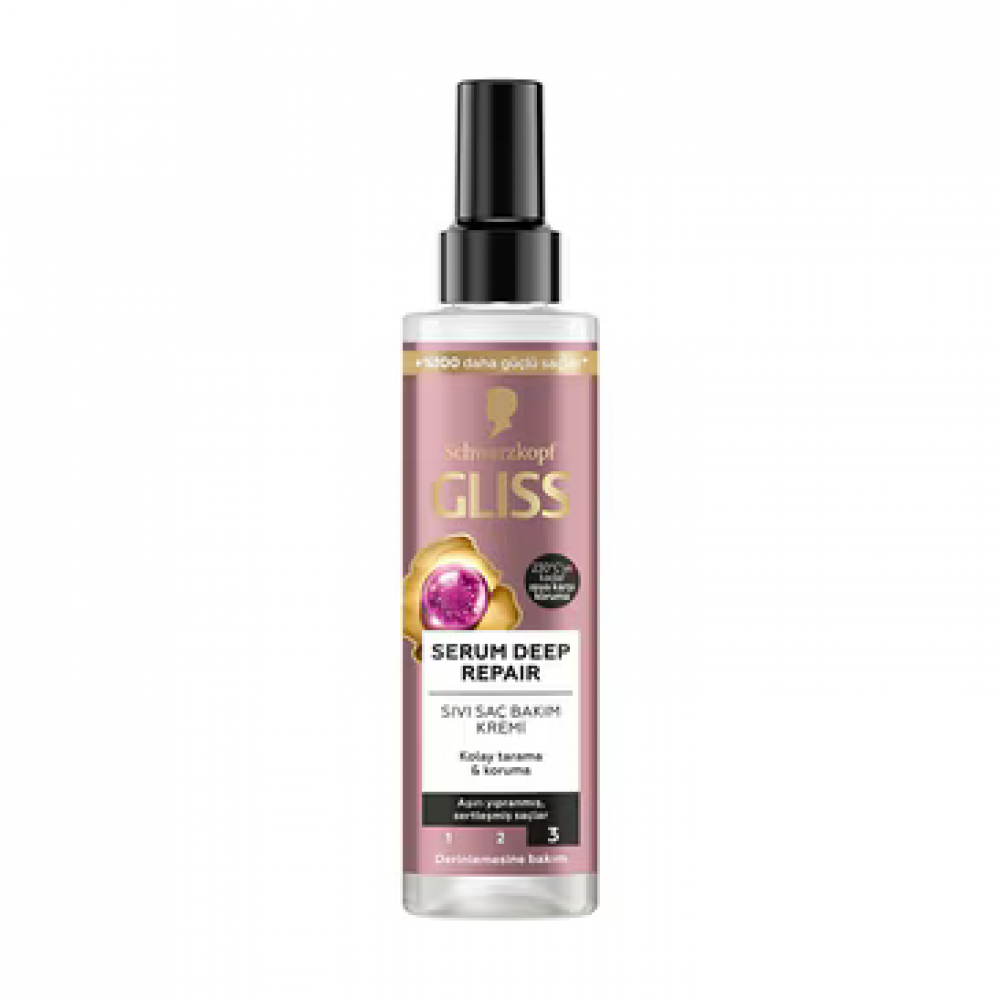 Gliss Serum Deep Repair Onarıcı Sıvı Saç Bakım Kremi Protein Kompleksi ve Hint İnciri ile 200 ml