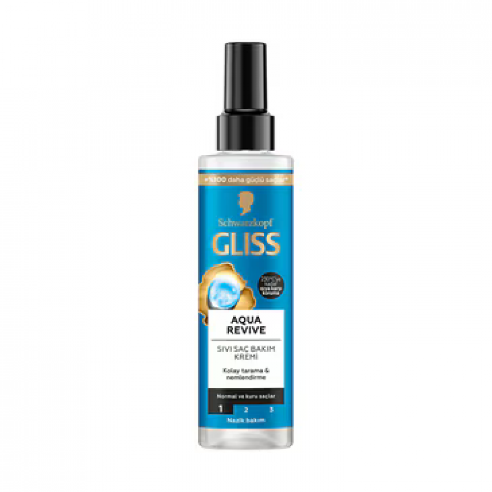 Gliss Aqua Revive Nemlendirici Sıvı Saç Bakım Kremi Hyaluron ve Deniz Yosunu Özü ile 200 ml