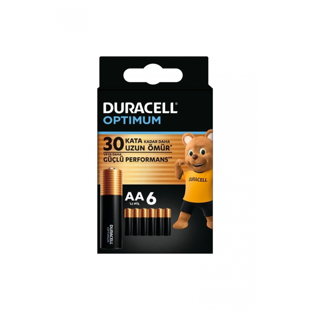 Duracell Optimum AA Alkalin Kalem Pil (6’lı paket) 1,5V, LR6 MX1500