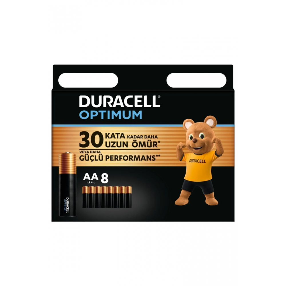 Duracell Optimum AA Alkalin Kalem Pil (8’li paket) 1,5V, LR6 MX1500